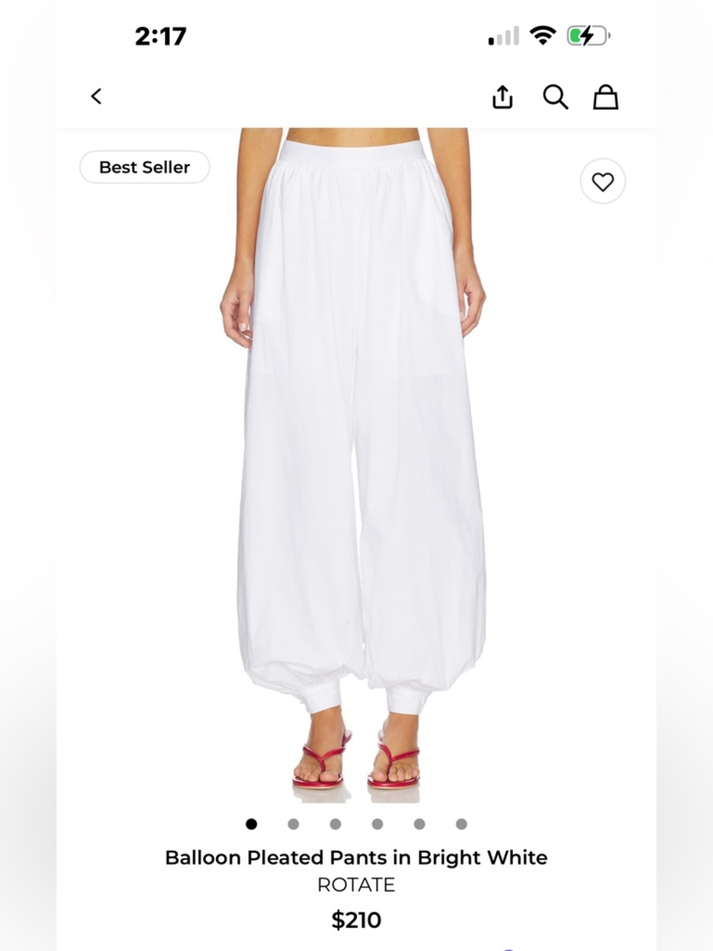 ROTATE Balloon Pleated Wide-Leg Pants in Bright White